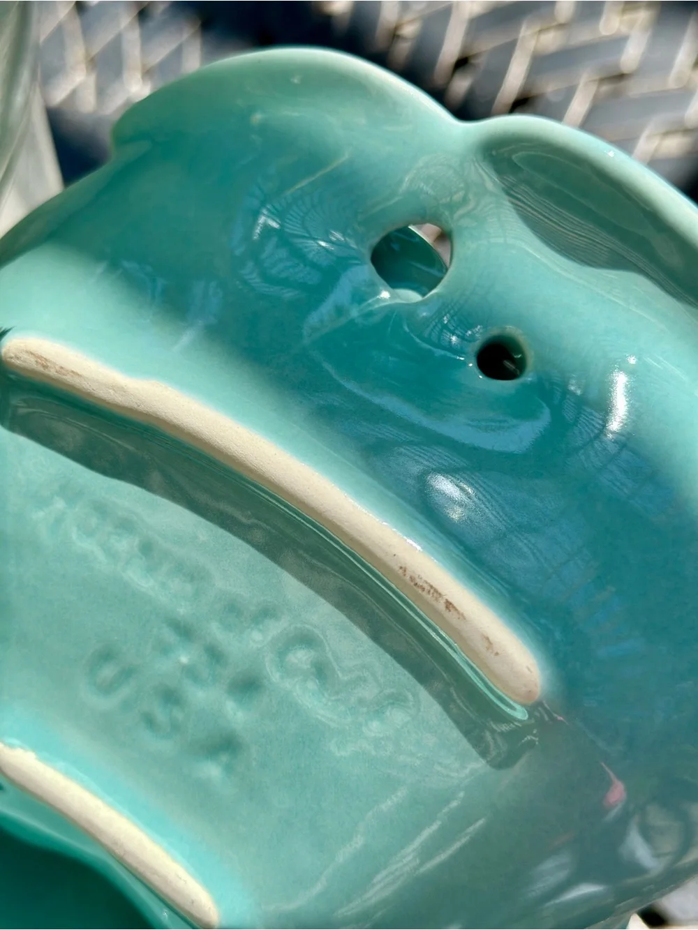 Vintage Hoenig California 734 Turquoise Apple Dishes Set 6 MCM USA Pottery